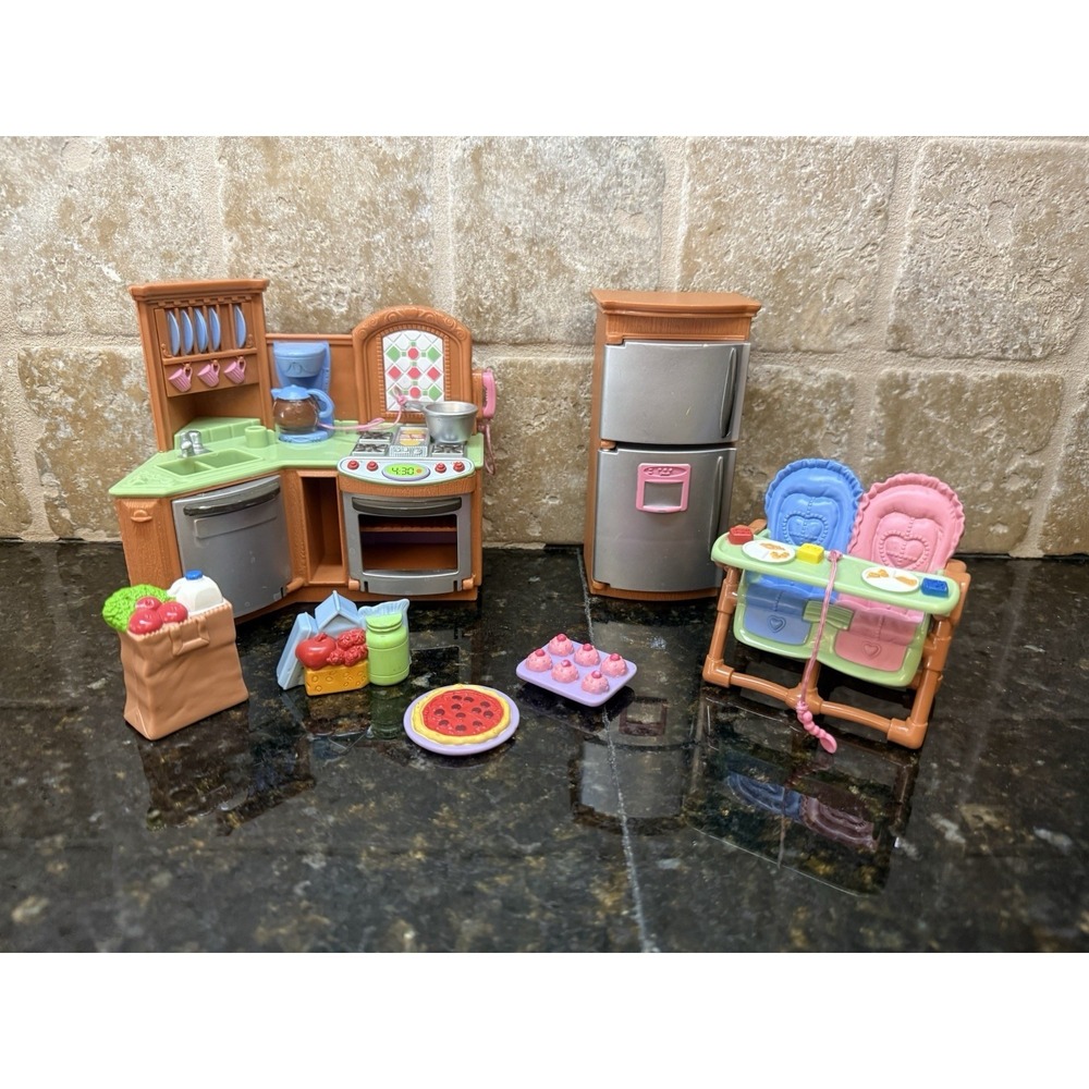 Fisher Price Loving Family Deluxe Kitchen Set Stove Refrigerator Dishwasher Sink